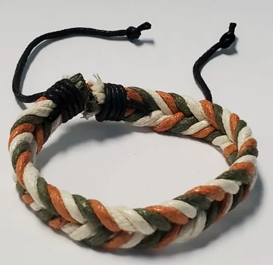 B628 Beige Green Orange Braided Rope Bracelet POLLY Bracelets