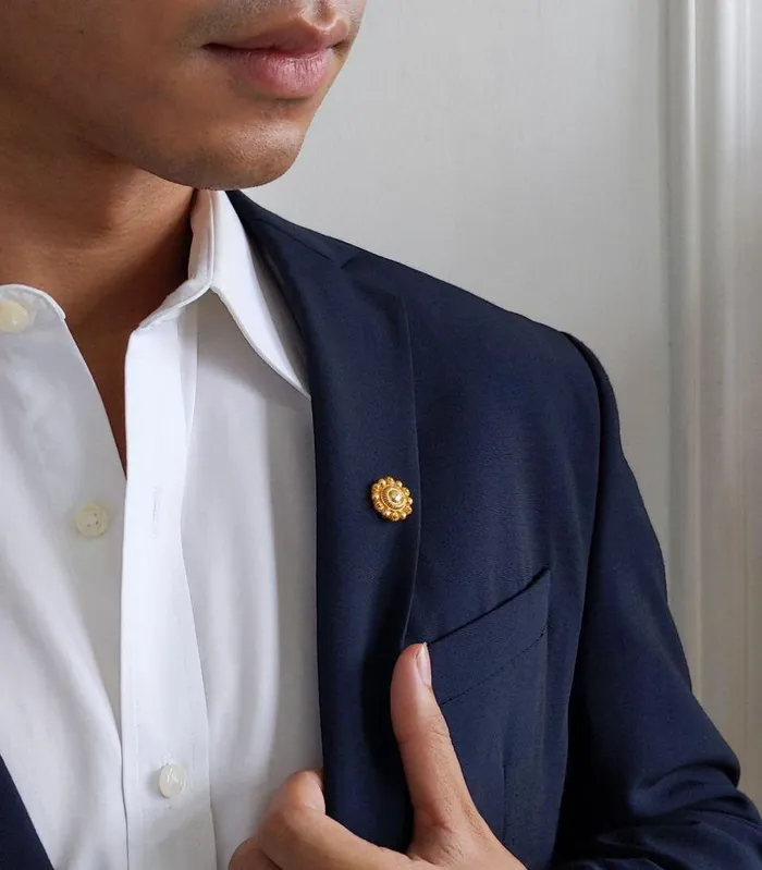 Bernie Suit Lapel Pin AMAMI Earrings