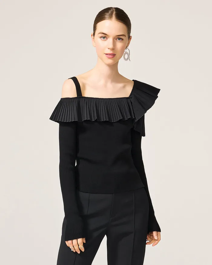 Black Alanis Knit Top ADEAM Rings