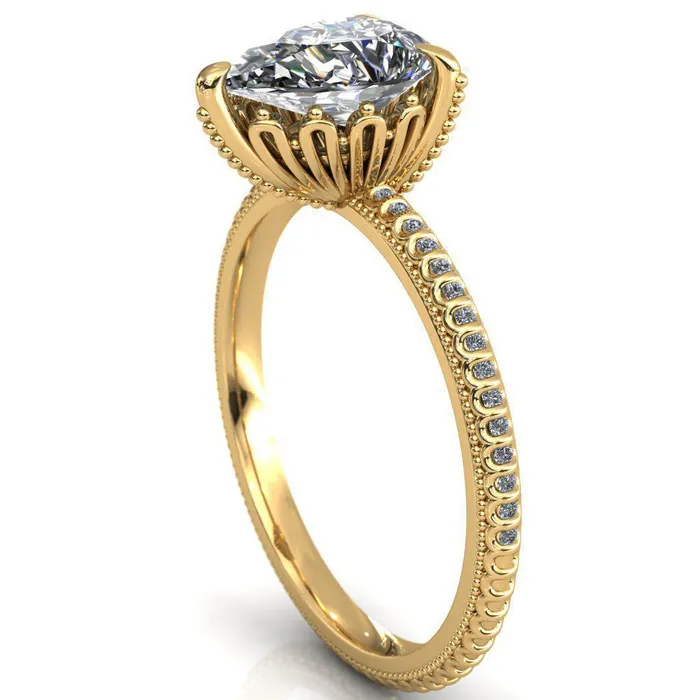 Bolin Pear Center Stone UShaped Fence With Spheres Engagement Ring Fire Brilliance Rings