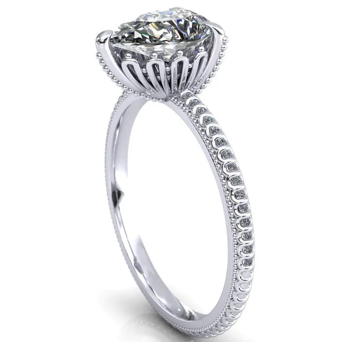 Bolin Pear Center Stone UShaped Fence With Spheres Engagement Ring Fire Brilliance Rings