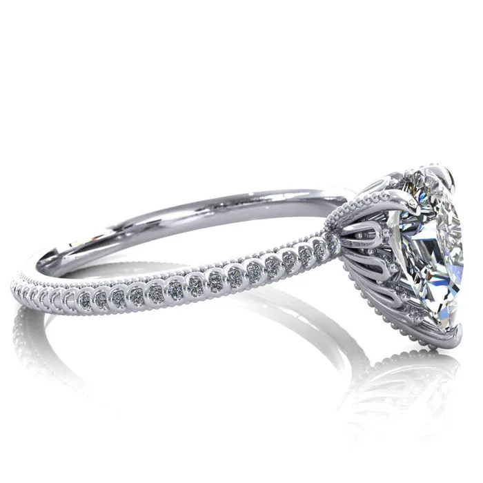 Bolin Pear Center Stone UShaped Fence With Spheres Engagement Ring Fire Brilliance Rings