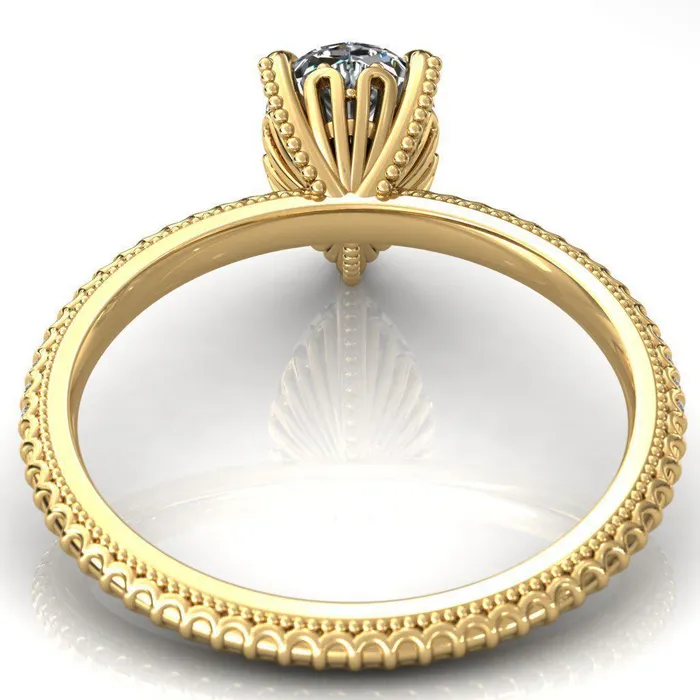 Bolin Pear Center Stone UShaped Fence With Spheres Engagement Ring Fire Brilliance Rings