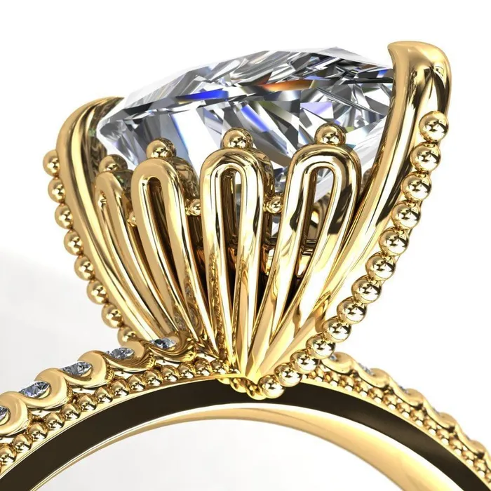 Bolin Pear Center Stone UShaped Fence With Spheres Engagement Ring Fire Brilliance Rings