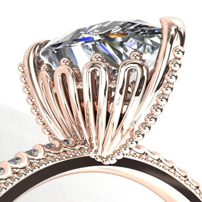 Bolin Pear Center Stone UShaped Fence With Spheres Engagement Ring Fire Brilliance Rings