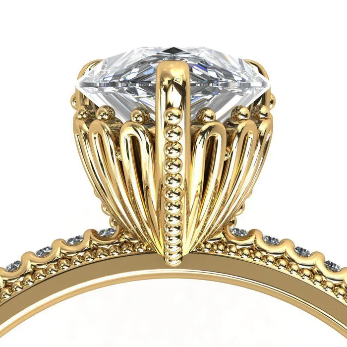 Bolin Pear Center Stone UShaped Fence With Spheres Engagement Ring Fire Brilliance Rings