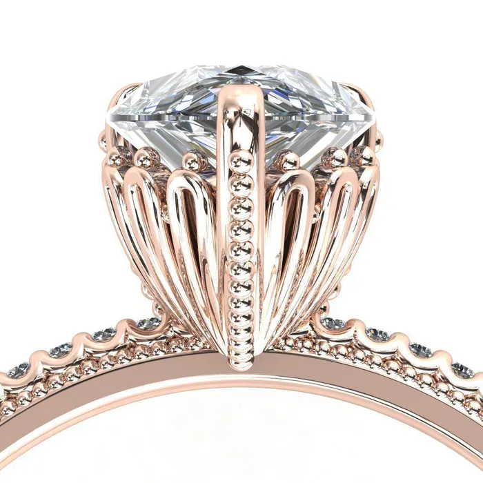 Bolin Pear Center Stone UShaped Fence With Spheres Engagement Ring Fire Brilliance Rings