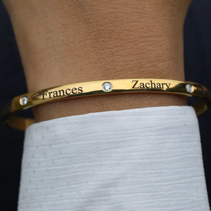 Bracelets 18K GoldFilled Personalized Name Bracelet Customized Engraved Cubic Zirconia Bangle Bracelet Jewelvers Bracelets 18K GoldFilled Personalized Name Bracelet Customized Engraved Cubic Zirconia Bangle Bracelet Jewelvers