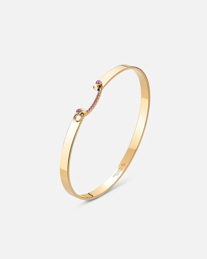 Bracelets Mood Baby Pink Mood Bangle in Yellow Gold