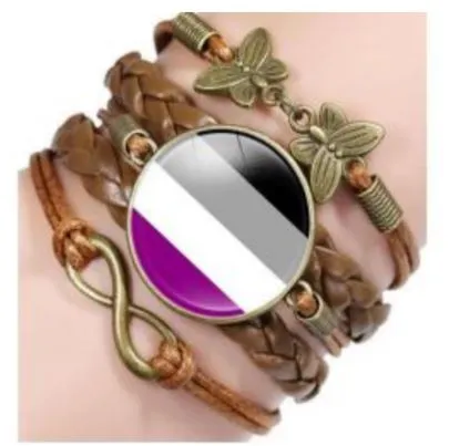 Bracelets POLLY B997 Purple Gray Black Butterfly Infinity Leather Layered Bracelet