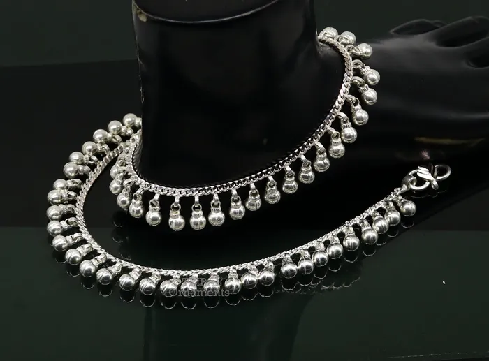 Bracelets TRIBAL ORNAMENTS 105 Long handmade sterling silver amazing jingling bells ankle bracelet gorgeous noisy anklets customized belly dance jewelry ank462