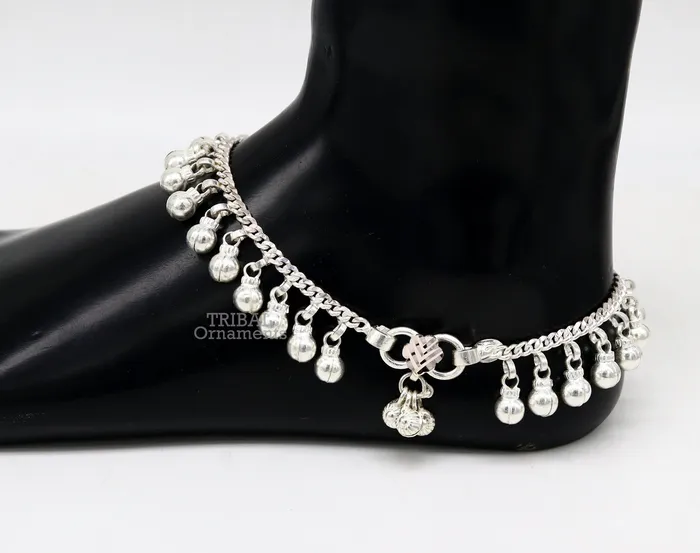 Bracelets TRIBAL ORNAMENTS 105 Long handmade sterling silver amazing jingling bells ankle bracelet gorgeous noisy anklets customized belly dance jewelry ank462