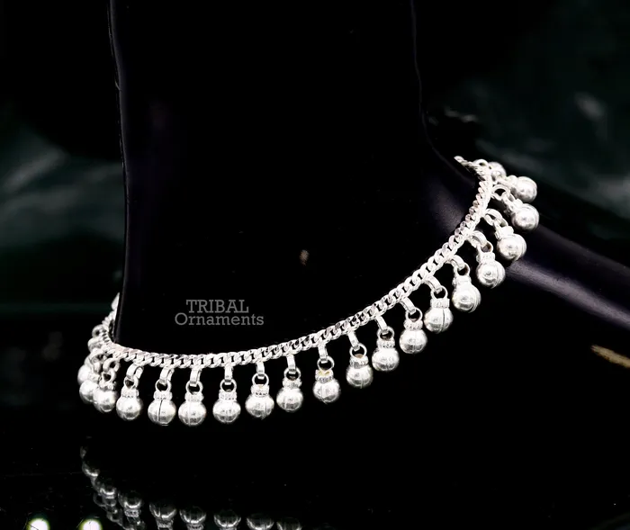 Bracelets TRIBAL ORNAMENTS 105 Long handmade sterling silver amazing jingling bells ankle bracelet gorgeous noisy anklets customized belly dance jewelry ank462