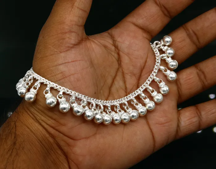 Bracelets TRIBAL ORNAMENTS 105 Long handmade sterling silver amazing jingling bells ankle bracelet gorgeous noisy anklets customized belly dance jewelry ank462