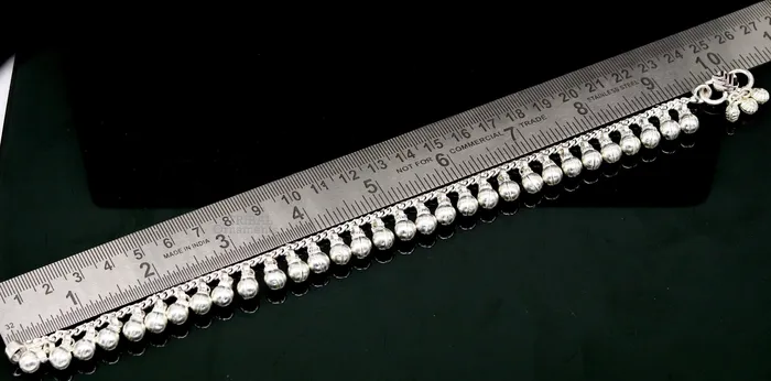 Bracelets TRIBAL ORNAMENTS 105 Long handmade sterling silver amazing jingling bells ankle bracelet gorgeous noisy anklets customized belly dance jewelry ank462