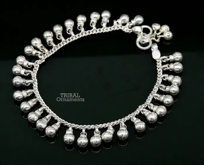 Bracelets TRIBAL ORNAMENTS 105 Long handmade sterling silver amazing jingling bells ankle bracelet gorgeous noisy anklets customized belly dance jewelry ank462