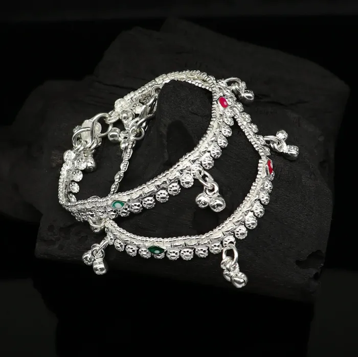 Bracelets TRIBAL ORNAMENTS 6 long Sterling silver handmade customized baby anklets Best gifting baby anklets kids jewelry new fancy jingling ankle bracelet ank265 Bracelets TRIBAL ORNAMENTS 6 long Sterling silver handmade customized baby anklets Best gifting baby anklets kids jewelry new fancy jingling ankle bracelet ank265