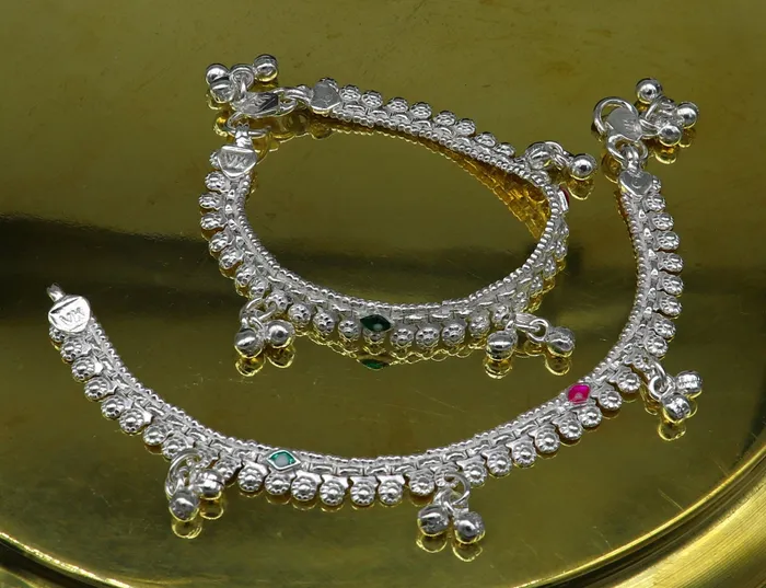 Bracelets TRIBAL ORNAMENTS 6 long Sterling silver handmade customized baby anklets Best gifting baby anklets kids jewelry new fancy jingling ankle bracelet ank265 Bracelets TRIBAL ORNAMENTS 6 long Sterling silver handmade customized baby anklets Best gifting baby anklets kids jewelry new fancy jingling ankle bracelet ank265