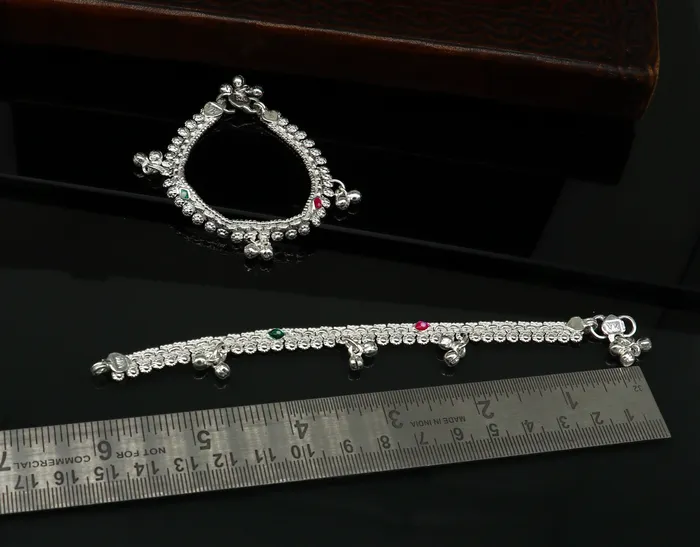 Bracelets TRIBAL ORNAMENTS 6 long Sterling silver handmade customized baby anklets Best gifting baby anklets kids jewelry new fancy jingling ankle bracelet ank265 Bracelets TRIBAL ORNAMENTS 6 long Sterling silver handmade customized baby anklets Best gifting baby anklets kids jewelry new fancy jingling ankle bracelet ank265