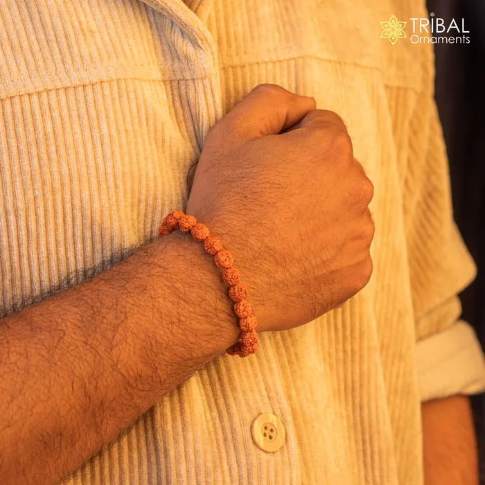 Bracelets TRIBAL ORNAMENTS 8 MM rudraksha natural beaded handmade bracelet customized unisex Jewelry stnbr128 Bracelets TRIBAL ORNAMENTS 8 MM rudraksha natural beaded handmade bracelet customized unisex Jewelry stnbr128
