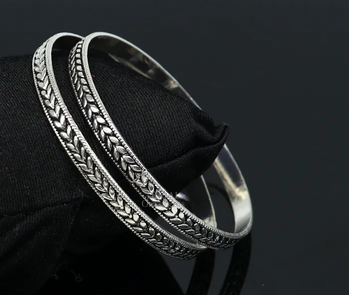 Bracelets TRIBAL ORNAMENTS 925 sterling silver handcrafted amazing Floral design bangles bracelet fancy stylish gorgeous kangan tribal belly dance jewelry nba321 Bracelets TRIBAL ORNAMENTS 925 sterling silver handcrafted amazing Floral design bangles bracelet fancy stylish gorgeous kangan tribal belly dance jewelry nba321