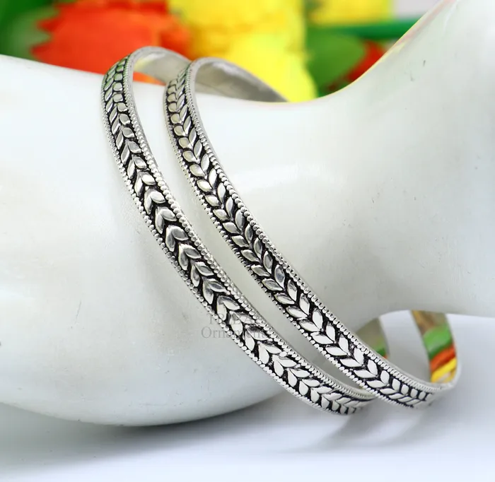 Bracelets TRIBAL ORNAMENTS 925 sterling silver handcrafted amazing Floral design bangles bracelet fancy stylish gorgeous kangan tribal belly dance jewelry nba321 Bracelets TRIBAL ORNAMENTS 925 sterling silver handcrafted amazing Floral design bangles bracelet fancy stylish gorgeous kangan tribal belly dance jewelry nba321