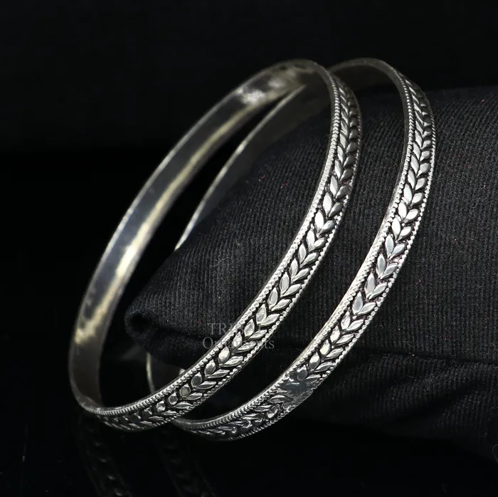 Bracelets TRIBAL ORNAMENTS 925 sterling silver handcrafted amazing Floral design bangles bracelet fancy stylish gorgeous kangan tribal belly dance jewelry nba321 Bracelets TRIBAL ORNAMENTS 925 sterling silver handcrafted amazing Floral design bangles bracelet fancy stylish gorgeous kangan tribal belly dance jewelry nba321