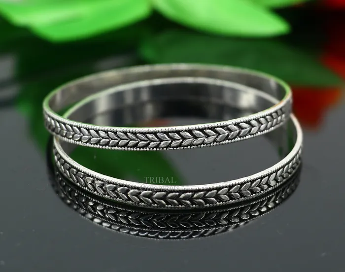 Bracelets TRIBAL ORNAMENTS 925 sterling silver handcrafted amazing Floral design bangles bracelet fancy stylish gorgeous kangan tribal belly dance jewelry nba321 Bracelets TRIBAL ORNAMENTS 925 sterling silver handcrafted amazing Floral design bangles bracelet fancy stylish gorgeous kangan tribal belly dance jewelry nba321