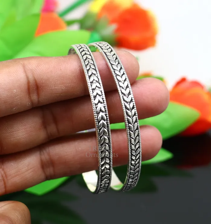 Bracelets TRIBAL ORNAMENTS 925 sterling silver handcrafted amazing Floral design bangles bracelet fancy stylish gorgeous kangan tribal belly dance jewelry nba321 Bracelets TRIBAL ORNAMENTS 925 sterling silver handcrafted amazing Floral design bangles bracelet fancy stylish gorgeous kangan tribal belly dance jewelry nba321