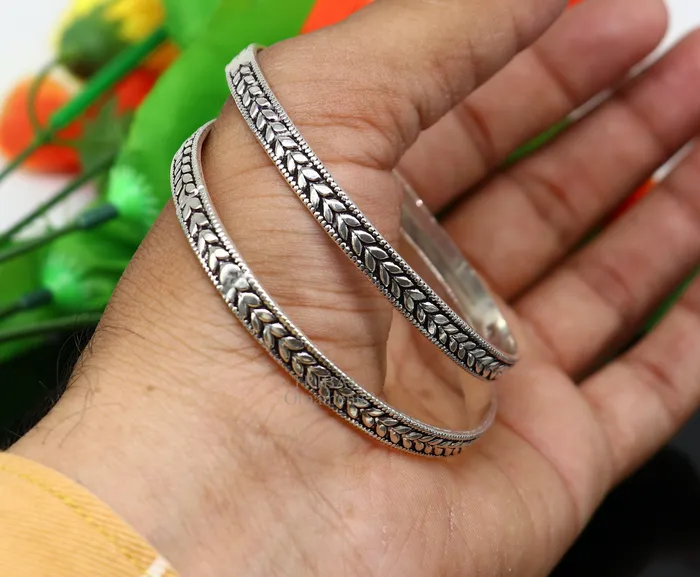 Bracelets TRIBAL ORNAMENTS 925 sterling silver handcrafted amazing Floral design bangles bracelet fancy stylish gorgeous kangan tribal belly dance jewelry nba321 Bracelets TRIBAL ORNAMENTS 925 sterling silver handcrafted amazing Floral design bangles bracelet fancy stylish gorgeous kangan tribal belly dance jewelry nba321
