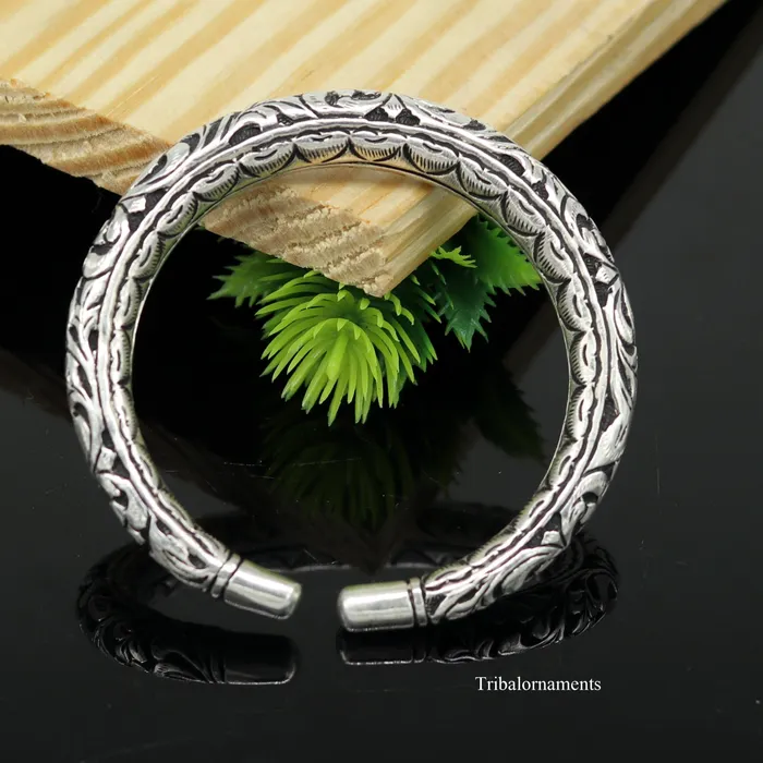 Bracelets TRIBAL ORNAMENTS 925 Sterling silver handcrafted chitai work customized oxidized stylish vintage design excellent bangle bracelet kada tribal jewelry nsk275 Bracelets TRIBAL ORNAMENTS 925 Sterling silver handcrafted chitai work customized oxidized stylish vintage design excellent bangle bracelet kada tribal jewelry nsk275