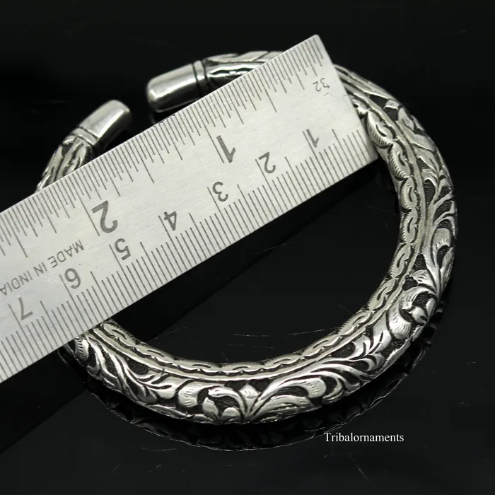 Bracelets TRIBAL ORNAMENTS 925 Sterling silver handcrafted chitai work customized oxidized stylish vintage design excellent bangle bracelet kada tribal jewelry nsk275