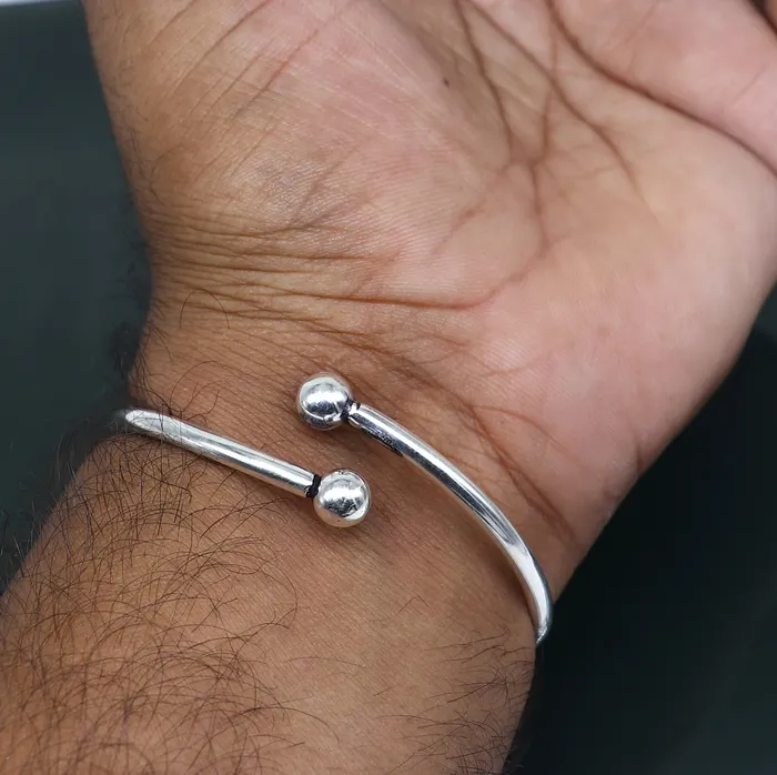Bracelets TRIBAL ORNAMENTS 925 sterling silver handmade Ball design stylish kada bangle bracelet tribal jewelry nsk862 Bracelets TRIBAL ORNAMENTS 925 sterling silver handmade Ball design stylish kada bangle bracelet tribal jewelry nsk862