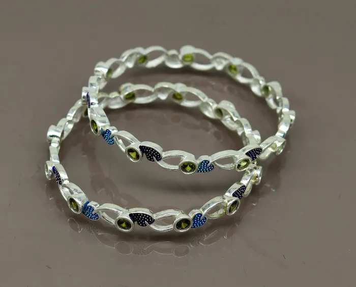 Bracelets TRIBAL ORNAMENTS 925 sterling silver handmade Customized bangle gorgeous multicolor stone stone stylish bangle excellent bridesmaid tribal jewelry nba81