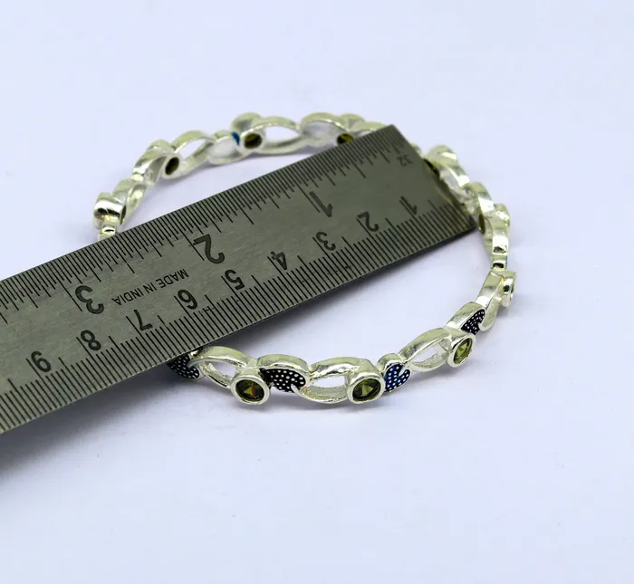 Bracelets TRIBAL ORNAMENTS 925 sterling silver handmade Customized bangle gorgeous multicolor stone stone stylish bangle excellent bridesmaid tribal jewelry nba81