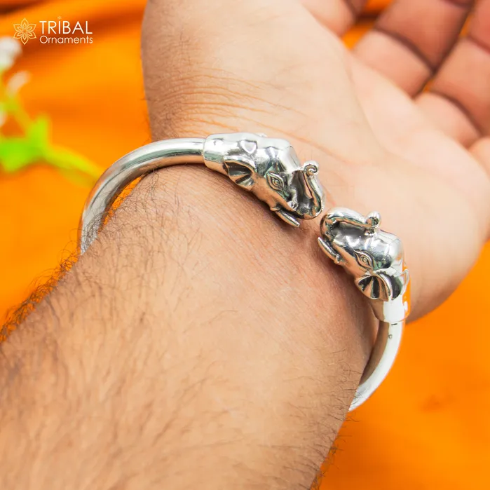 Bracelets TRIBAL ORNAMENTS 925 sterling silver handmade Elephant design plain bangle bracelet kada nsk889