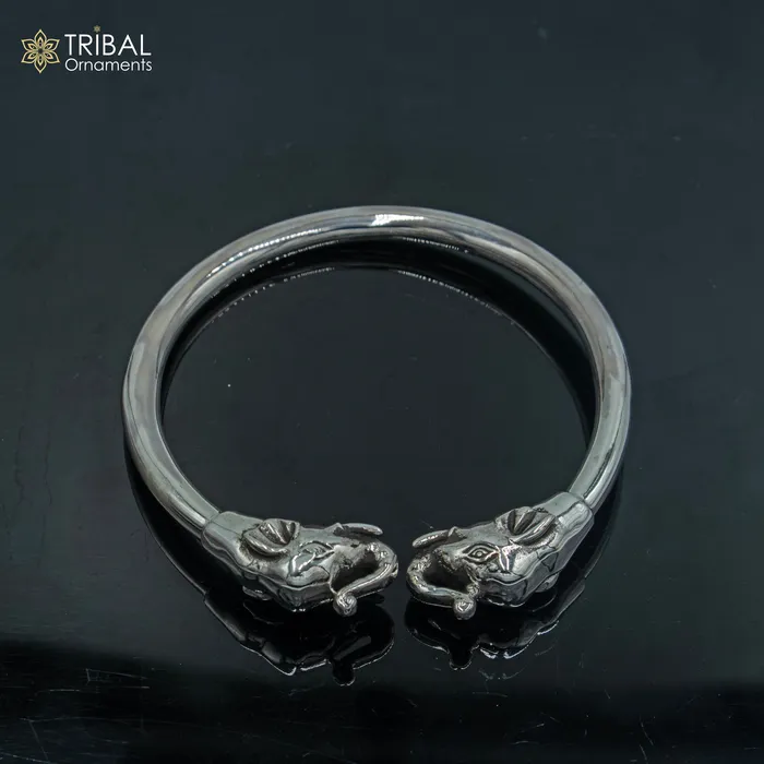 Bracelets TRIBAL ORNAMENTS 925 sterling silver handmade Elephant design plain bangle bracelet kada nsk889