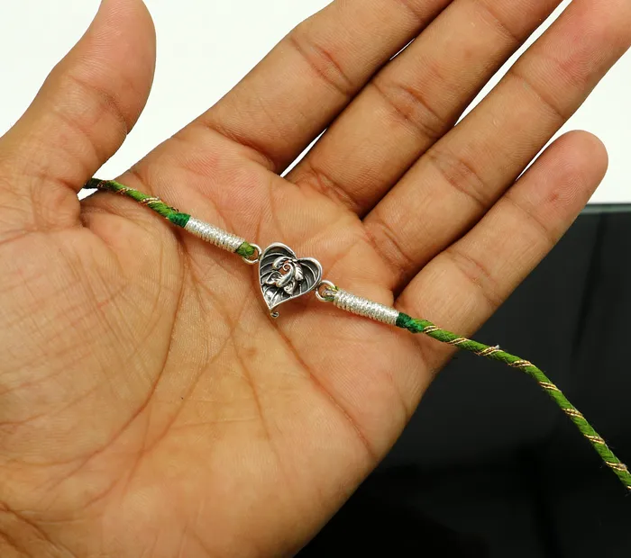 Bracelets TRIBAL ORNAMENTS 925 sterling silver handmade Ganesha design Rakhi Bracelet amazing stylish gift for Rakshabandhan rk59