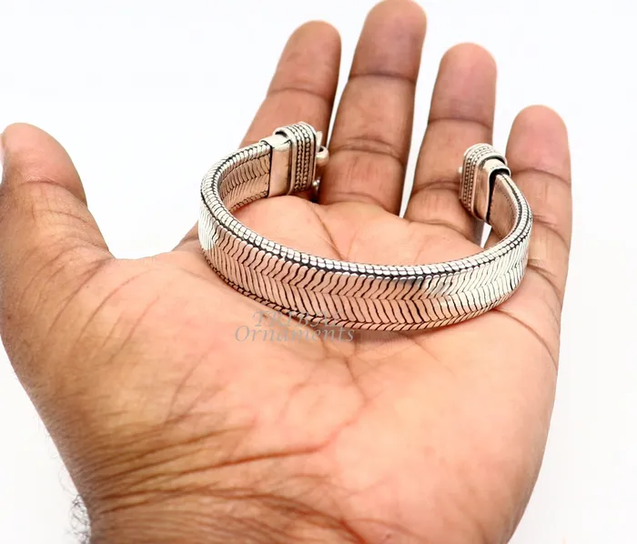 Bracelets TRIBAL ORNAMENTS 925 sterling silver handmade gorgeous vintage design solid wheat chain flexible bracelet belt unisex jewelry from Rajasthan India sbr409 Bracelets TRIBAL ORNAMENTS 925 sterling silver handmade gorgeous vintage design solid wheat chain flexible bracelet belt unisex jewelry from Rajasthan India sbr409