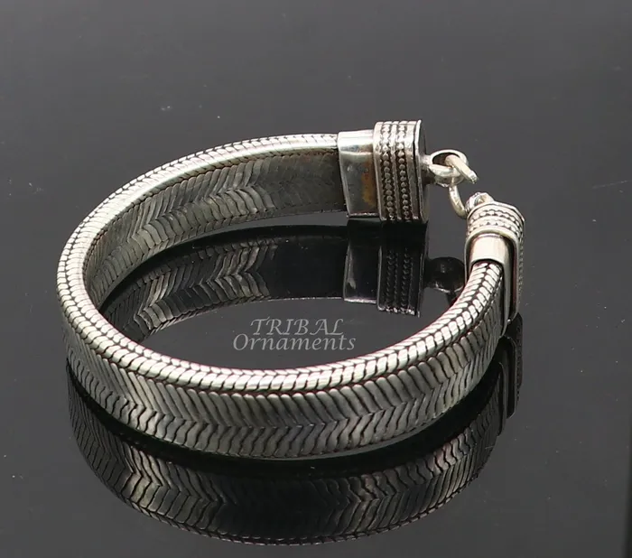 Bracelets TRIBAL ORNAMENTS 925 sterling silver handmade gorgeous vintage design solid wheat chain flexible bracelet belt unisex jewelry from Rajasthan India sbr409 Bracelets TRIBAL ORNAMENTS 925 sterling silver handmade gorgeous vintage design solid wheat chain flexible bracelet belt unisex jewelry from Rajasthan India sbr409
