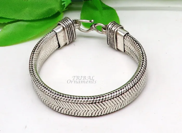 Bracelets TRIBAL ORNAMENTS 925 sterling silver handmade gorgeous vintage design solid wheat chain flexible bracelet belt unisex jewelry from Rajasthan India sbr409 Bracelets TRIBAL ORNAMENTS 925 sterling silver handmade gorgeous vintage design solid wheat chain flexible bracelet belt unisex jewelry from Rajasthan India sbr409