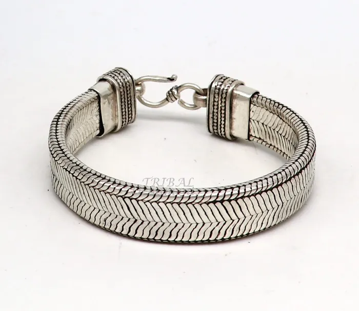 Bracelets TRIBAL ORNAMENTS 925 sterling silver handmade gorgeous vintage design solid wheat chain flexible bracelet belt unisex jewelry from Rajasthan India sbr409 Bracelets TRIBAL ORNAMENTS 925 sterling silver handmade gorgeous vintage design solid wheat chain flexible bracelet belt unisex jewelry from Rajasthan India sbr409