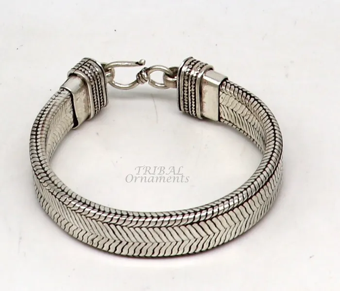 Bracelets TRIBAL ORNAMENTS 925 sterling silver handmade gorgeous vintage design solid wheat chain flexible bracelet belt unisex jewelry from Rajasthan India sbr409 Bracelets TRIBAL ORNAMENTS 925 sterling silver handmade gorgeous vintage design solid wheat chain flexible bracelet belt unisex jewelry from Rajasthan India sbr409