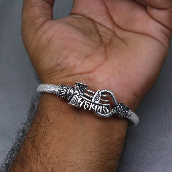 Bracelets TRIBAL ORNAMENTS 925 sterling silver handmade lord mahakal stylish kada bangle bracelet tribal jewelry nsk857 Bracelets TRIBAL ORNAMENTS 925 sterling silver handmade lord mahakal stylish kada bangle bracelet tribal jewelry nsk857