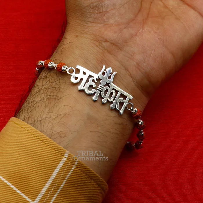 Bracelets TRIBAL ORNAMENTS 925 sterling silver handmade lord Shiva Mahakal design Rakhi bracelet amazing Rudraksha Mahakaal bracelet use as daily use jewelry rk207 Bracelets TRIBAL ORNAMENTS 925 sterling silver handmade lord Shiva Mahakal design Rakhi bracelet amazing Rudraksha Mahakaal bracelet use as daily use jewelry rk207