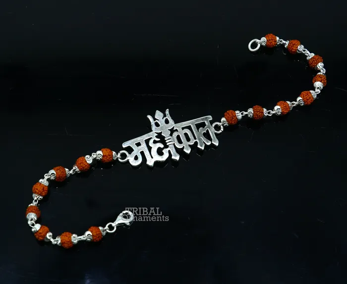 Bracelets TRIBAL ORNAMENTS 925 sterling silver handmade lord Shiva Mahakal design Rakhi bracelet amazing Rudraksha Mahakaal bracelet use as daily use jewelry rk207 Bracelets TRIBAL ORNAMENTS 925 sterling silver handmade lord Shiva Mahakal design Rakhi bracelet amazing Rudraksha Mahakaal bracelet use as daily use jewelry rk207