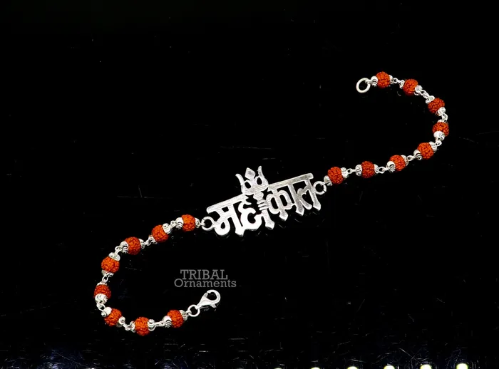Bracelets TRIBAL ORNAMENTS 925 sterling silver handmade lord Shiva Mahakal design Rakhi bracelet amazing Rudraksha Mahakaal bracelet use as daily use jewelry rk207 Bracelets TRIBAL ORNAMENTS 925 sterling silver handmade lord Shiva Mahakal design Rakhi bracelet amazing Rudraksha Mahakaal bracelet use as daily use jewelry rk207