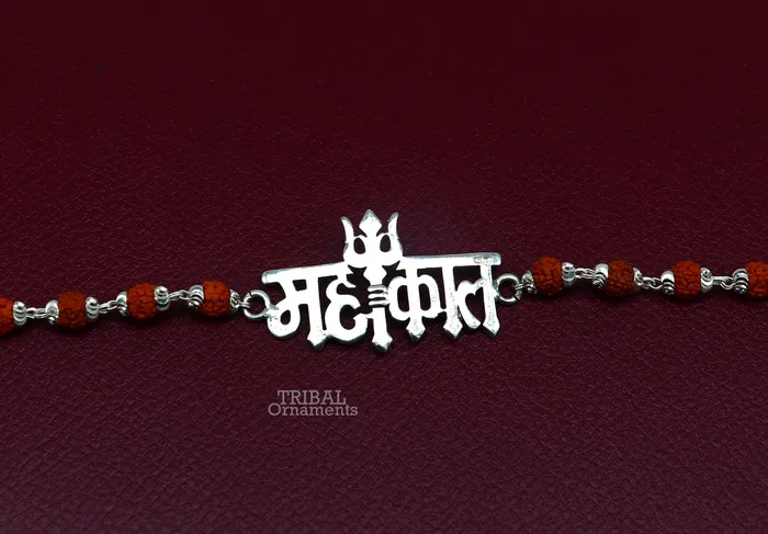 Bracelets TRIBAL ORNAMENTS 925 sterling silver handmade lord Shiva Mahakal design Rakhi bracelet amazing Rudraksha Mahakaal bracelet use as daily use jewelry rk207 Bracelets TRIBAL ORNAMENTS 925 sterling silver handmade lord Shiva Mahakal design Rakhi bracelet amazing Rudraksha Mahakaal bracelet use as daily use jewelry rk207