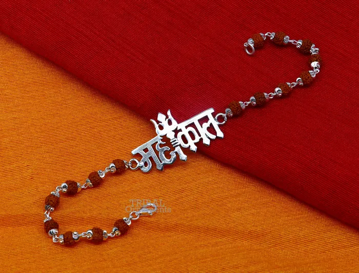 Bracelets TRIBAL ORNAMENTS 925 sterling silver handmade lord Shiva Mahakal design Rakhi bracelet amazing Rudraksha Mahakaal bracelet use as daily use jewelry rk207 Bracelets TRIBAL ORNAMENTS 925 sterling silver handmade lord Shiva Mahakal design Rakhi bracelet amazing Rudraksha Mahakaal bracelet use as daily use jewelry rk207