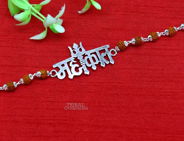 Bracelets TRIBAL ORNAMENTS 925 sterling silver handmade lord Shiva Mahakal design Rakhi bracelet amazing Rudraksha Mahakaal bracelet use as daily use jewelry rk207 Bracelets TRIBAL ORNAMENTS 925 sterling silver handmade lord Shiva Mahakal design Rakhi bracelet amazing Rudraksha Mahakaal bracelet use as daily use jewelry rk207